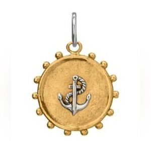 Waxing Poetic Brass & Silver Anchor & Rope Charm Nautical Mixed Metal Beading